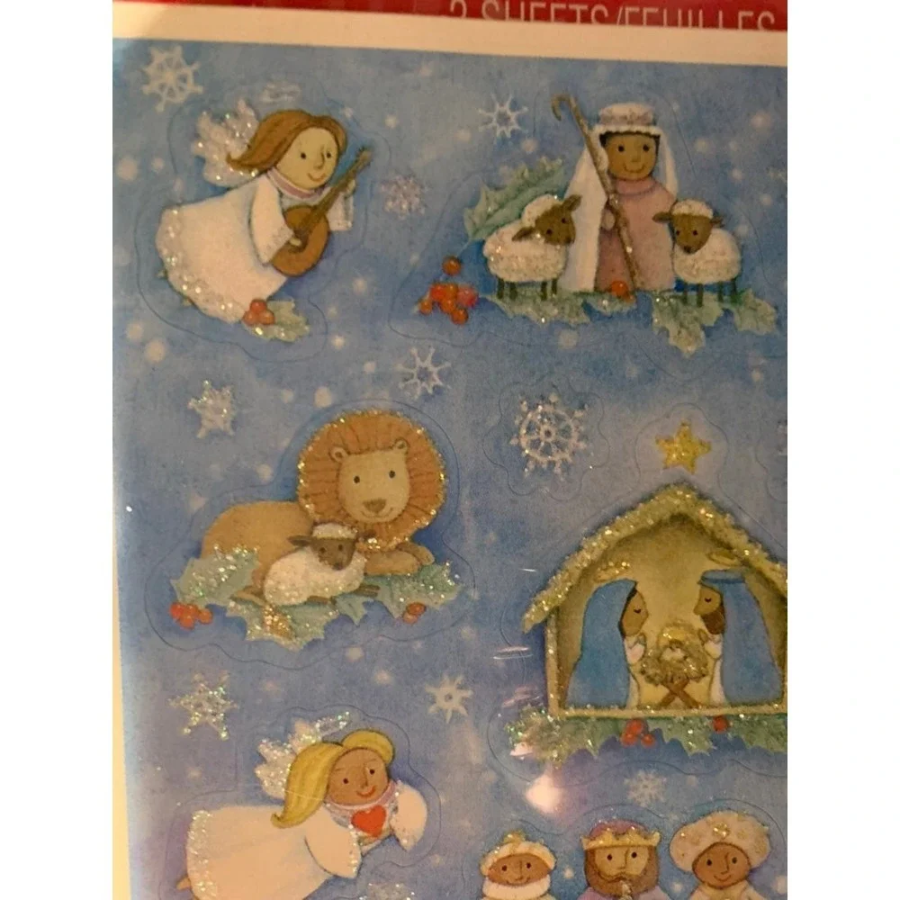 Vintage Hallmark‎ Christmas Stickers Mary Joseph Baby Jesus Manger 3 Wise Men